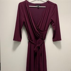 Wrap Knit Dress - Plum, Size Small
